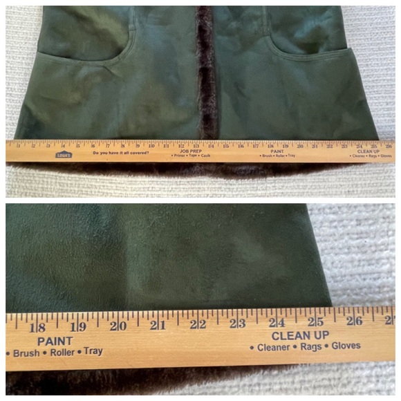DENIM & COMPANY Green Woman’s Faux Fur Lined Vest Size XL - Picture 12 of 13